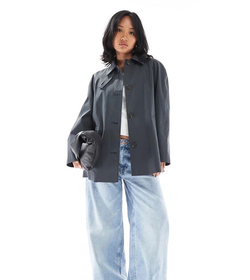 ASOS DESIGN Petite mid length car coat trench navy