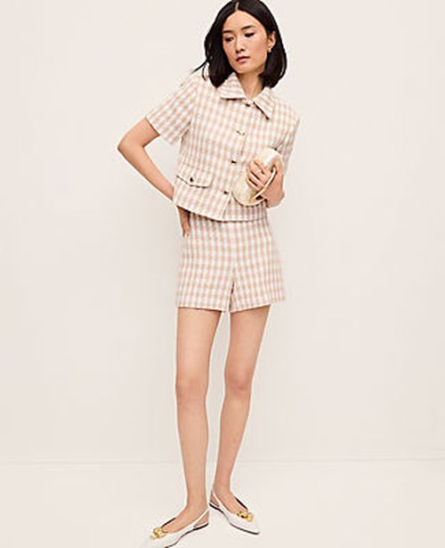 Ann Taylor The Side-Zip Short in Houndstooth Tweed