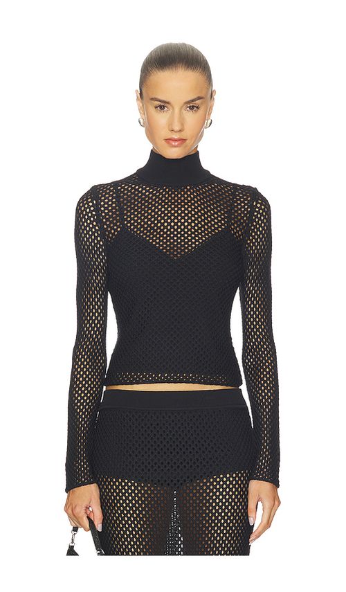 SIMKHAI Bexley Long Sleeve Top in Black. S also in XS