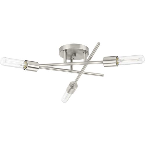 Brushed Nickel Three Light Semi Flush Mount from the Astra Collection