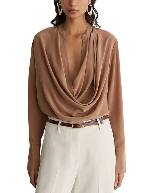 Lauren Matte Silk Draped Top