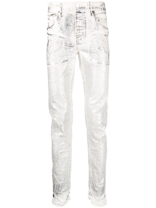 Foiled-finish skinny jeans - White