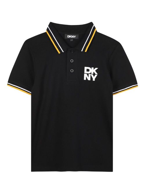 Striped-collar polo shirt - Black
