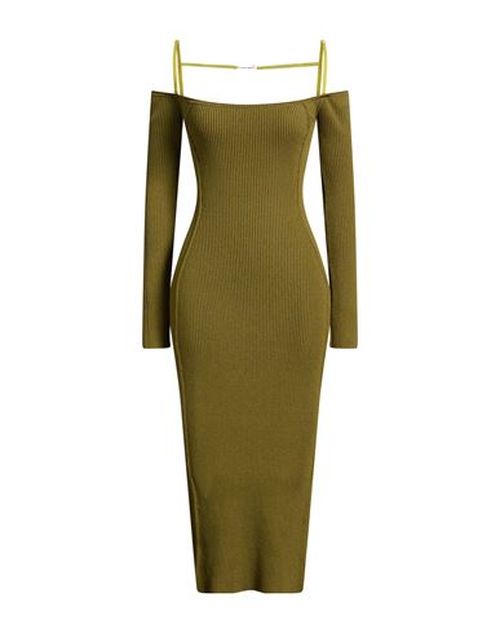 Woman Midi dress Military green Size 0 Viscose, Linen, Polyamide, Elastane