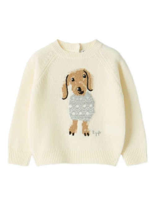 Mini Dachshund Intarsia Sweater for Girls