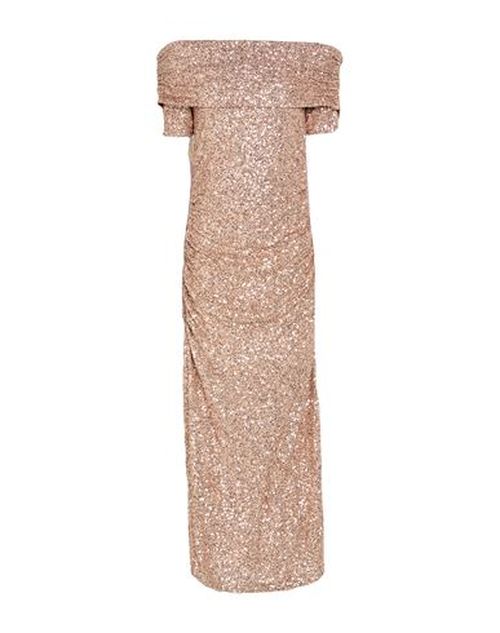 Woman Maxi dress Gold Size M Polyester, Elastane