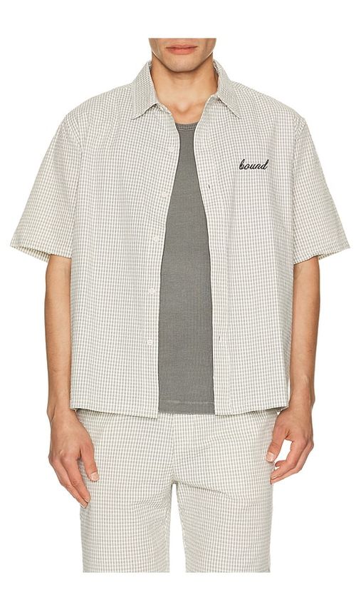 Bound Gingham Cropped Shirt in Grey. S. Also in M, L, XL/1X