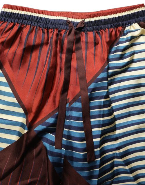 Multicolor Geometric Silk Bermuda Shorts — Multicolor