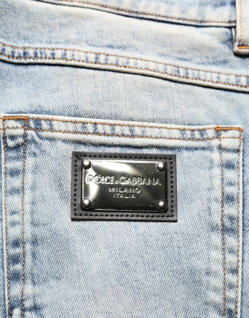 Washed Straight-Leg Denim Jeans — Blue