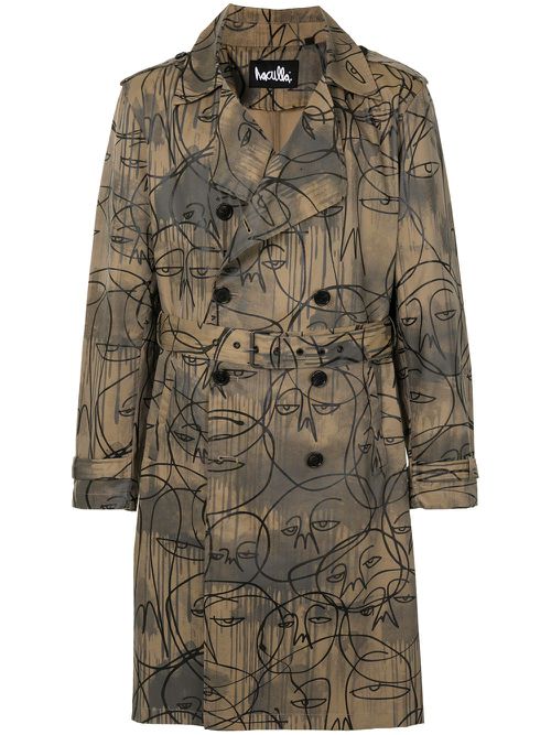 Face print coat - Brown
