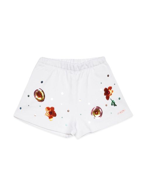 Sequinned fleece shorts - White