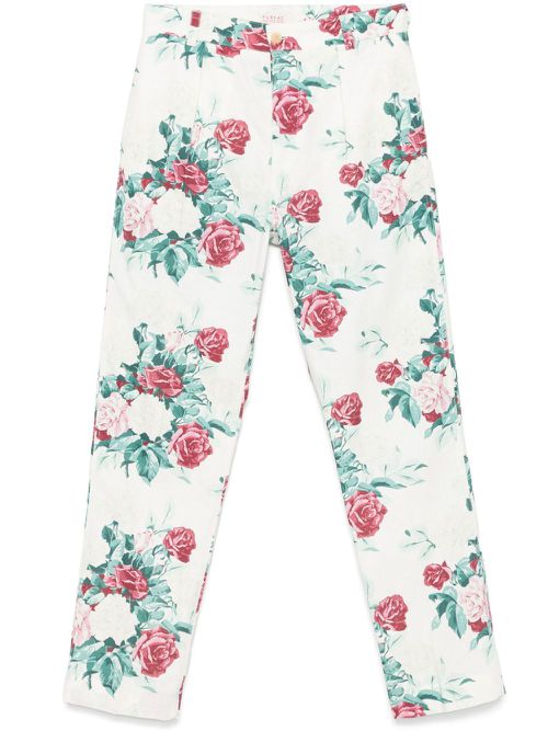 Floral-print trousers - White