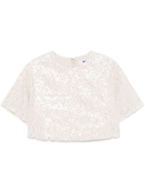 Sequinned T-shirt - Neutrals
