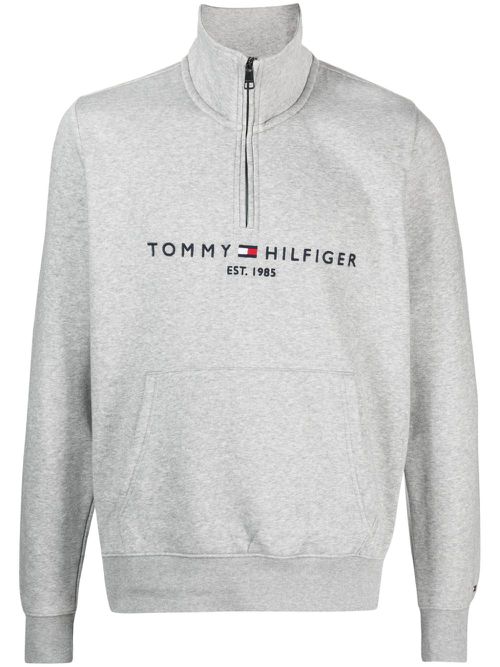 Embroidered-logo half-zip sweatshirt - Grey
