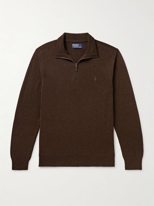Men - Logo-Embroidered Wool Half-Zip Sweater