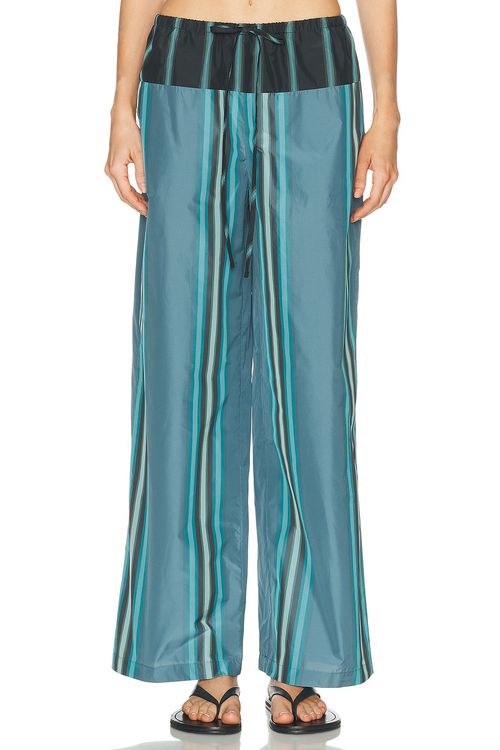 Staud Mateo Pant in Marina Stripe Multi - Blue. L also in M