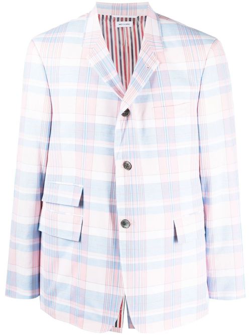 Plaid-check pattern cotton blazer - Pink