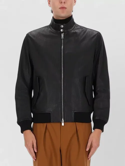 Boss - high collar jacket with ribbed cuffs and he