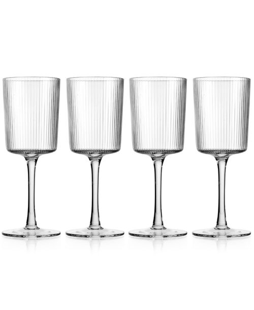 Sullivan Street Fluted White Wine Glasses, Set of 4 - Clear