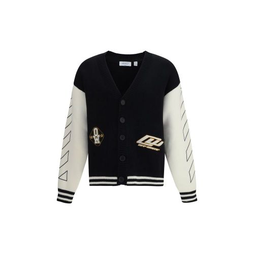 Diagonal Varsity Cardigan — Black
