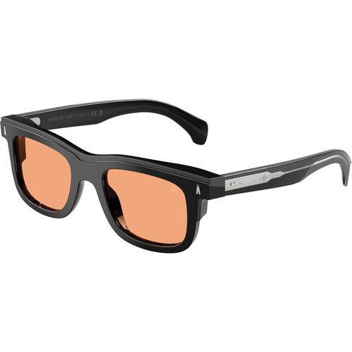 Moncler Uniseks Moncler ME6004 CLARO 300174 Zonnebrillen Acetaat Zwart Oranje Kwadraat Normaa