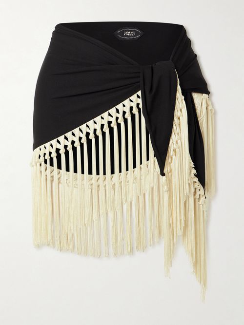 Mini Lido Swimsuit And Fringed Pareo Set - Black