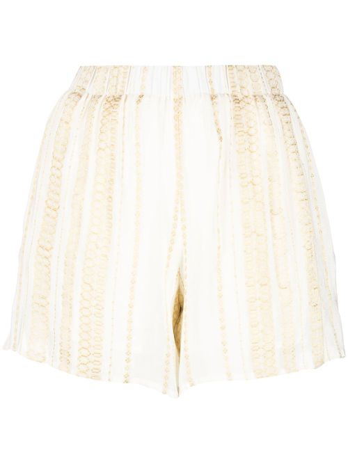 Embroidered high-waist shorts - Gold