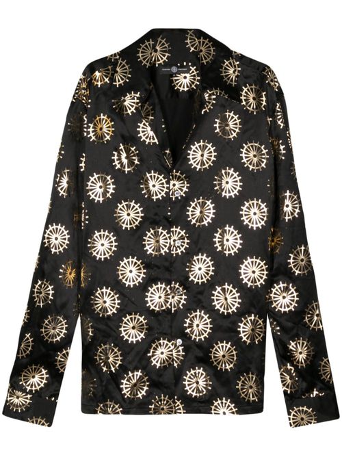Metallic-print silk shirt - Black