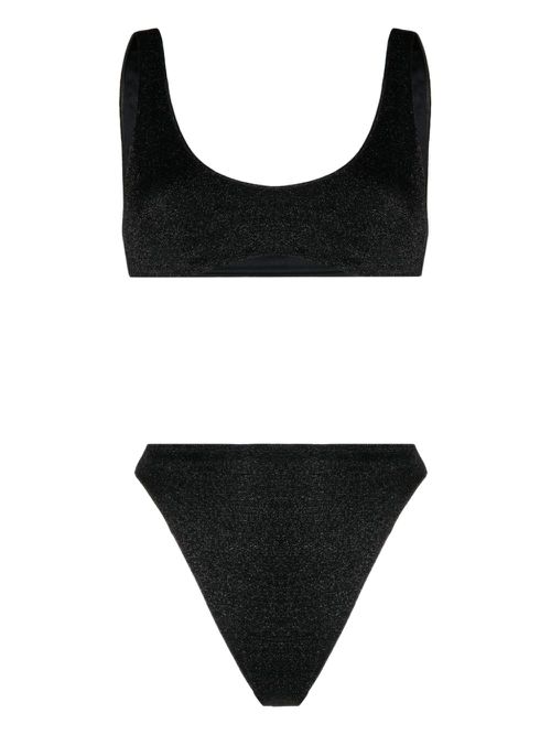 Oséree Lumiere scoop-neck lurex bikini set - ブラック