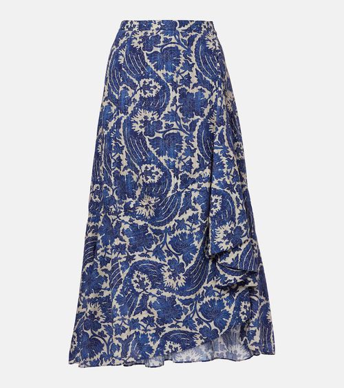 Sabina printed cotton-blend maxi skirt