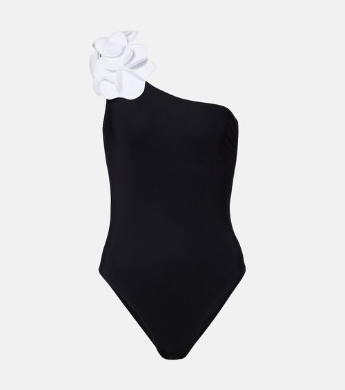 Tess one-shoulder floral-appliqué swimsuit