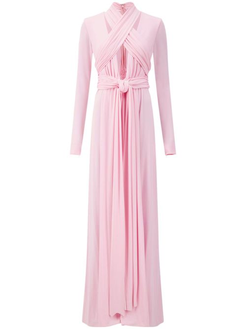 Draped cashmere-silk blend gown - Pink