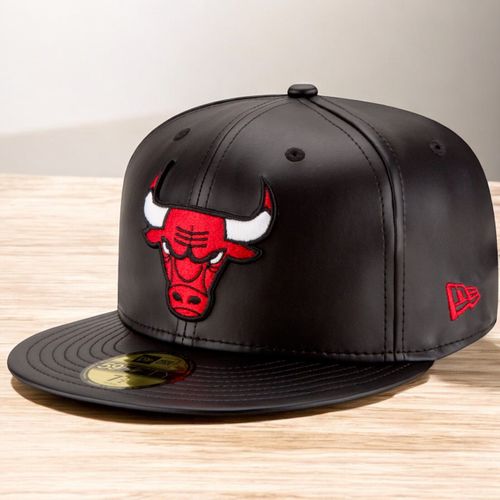 Men's NBA 59Fifty Faux Leather Fitted Cap Chicago Bulls Hats