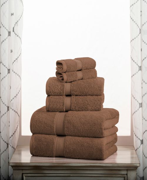Egyptian-Quality Cotton 6-Piece Towel Set - Chocolate