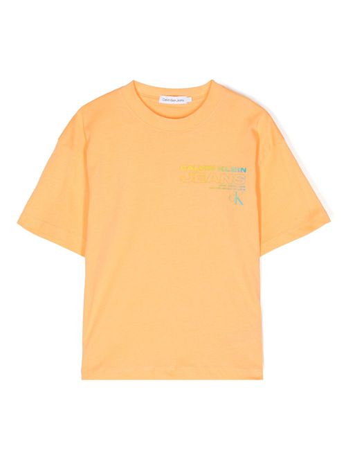 Gradient logo-print T-shirt - Orange