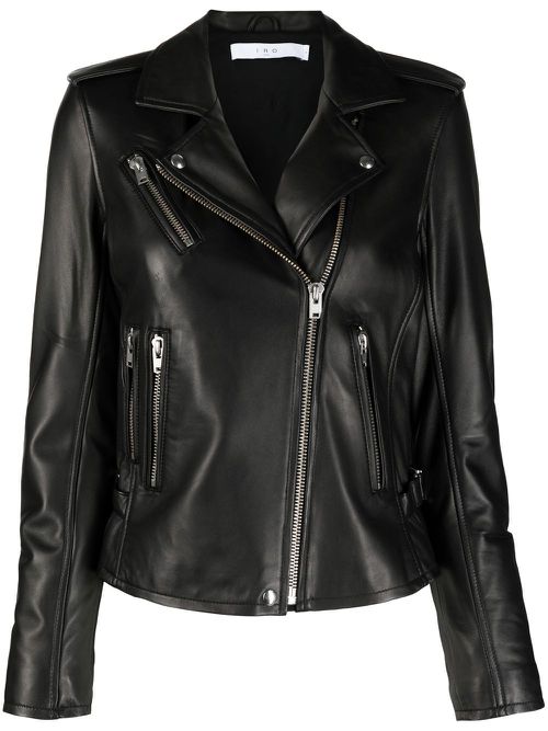 Notched-lapels biker jacket - Black