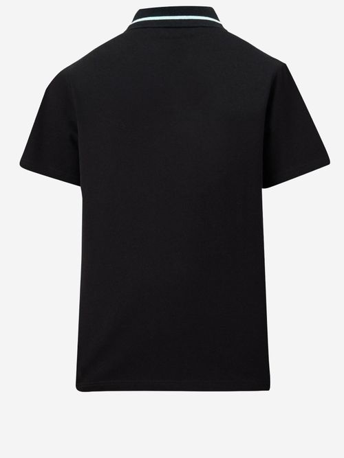 Two-Tone Collar Cotton Polo Shirt — Black