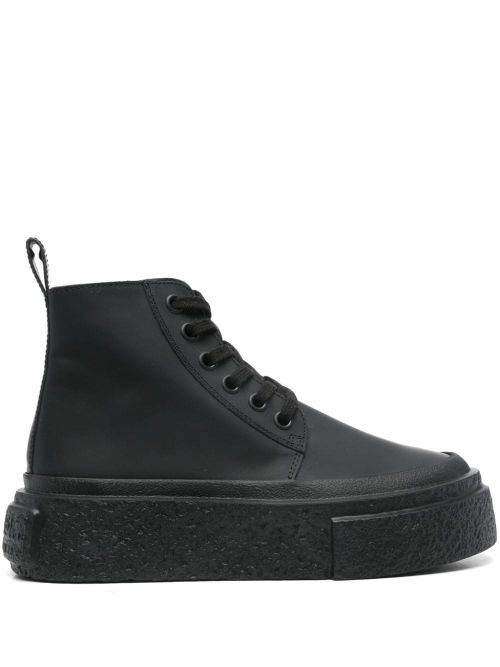 Leather lace-up sneakers - Black
