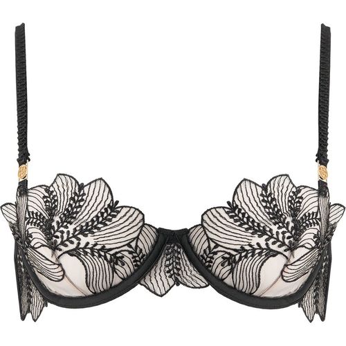 Sadiya Embroidered Sheer Bra Black