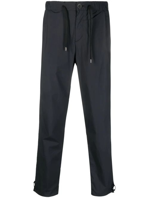 Drawstring-Waist Tapered Trousers — Black