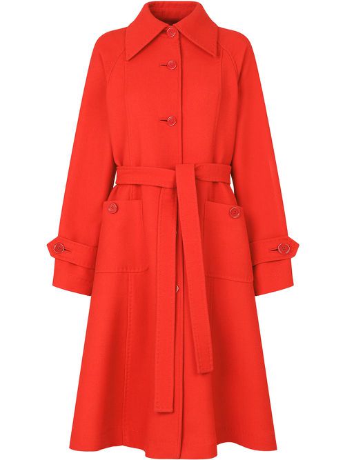 Belted A-line trench coat - Red