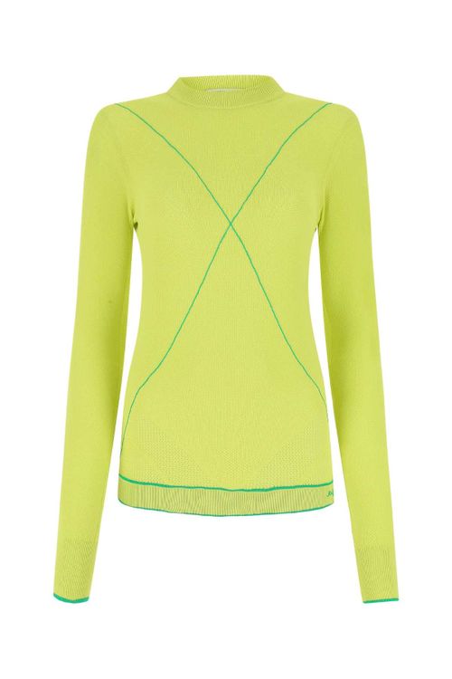 Viscose-Blend Knit Sweater — Yellow