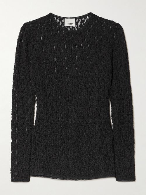 Gaelle Popcorn Lace Top - Black