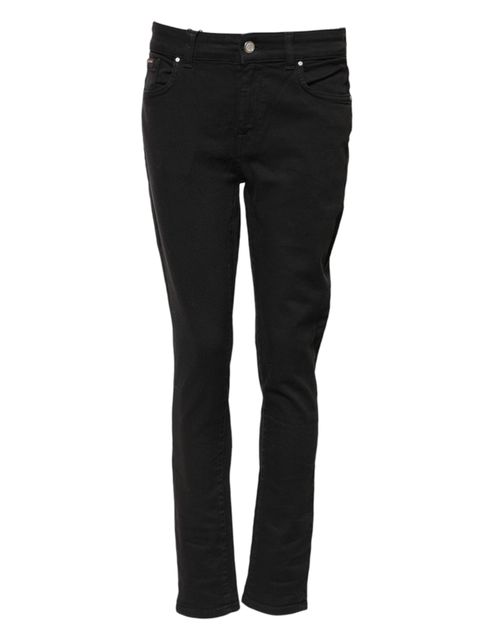 Skinny Mid Waist Denim Jeans — Black