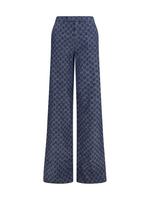 GG Cotton Jacquard Denim Trousers — Navy