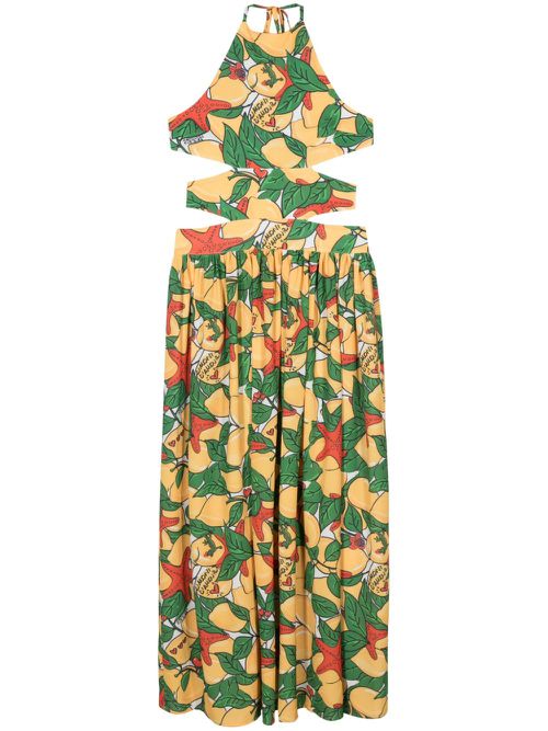 Lemon-print maxi dress - Yellow
