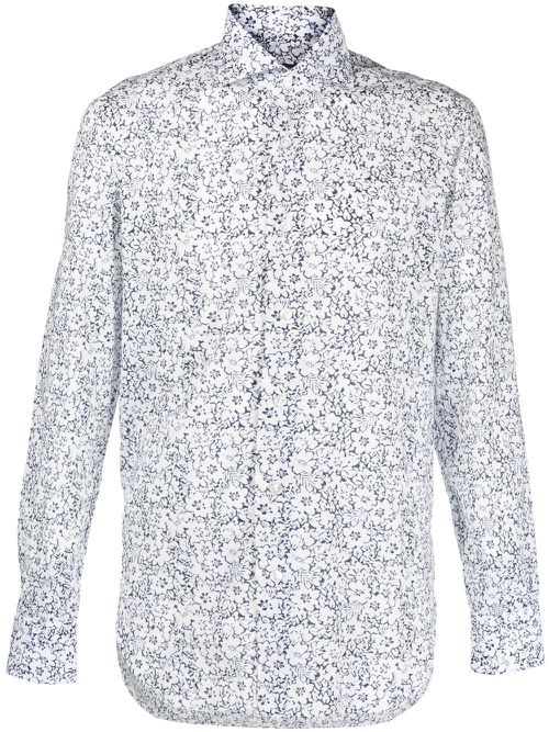 Floral-print long-sleeve shirt - White