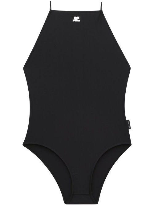 Logo-patch detail swimsuit - Black