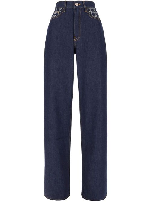 Monogram straight jeans - Blue