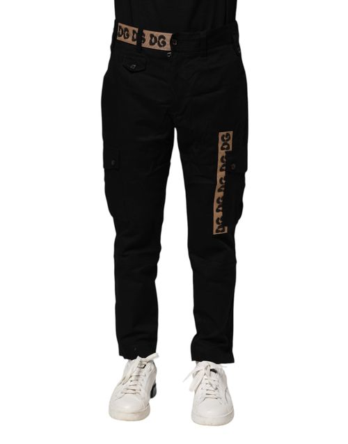 Logo-Detailed Cotton Cargo Pants — Black